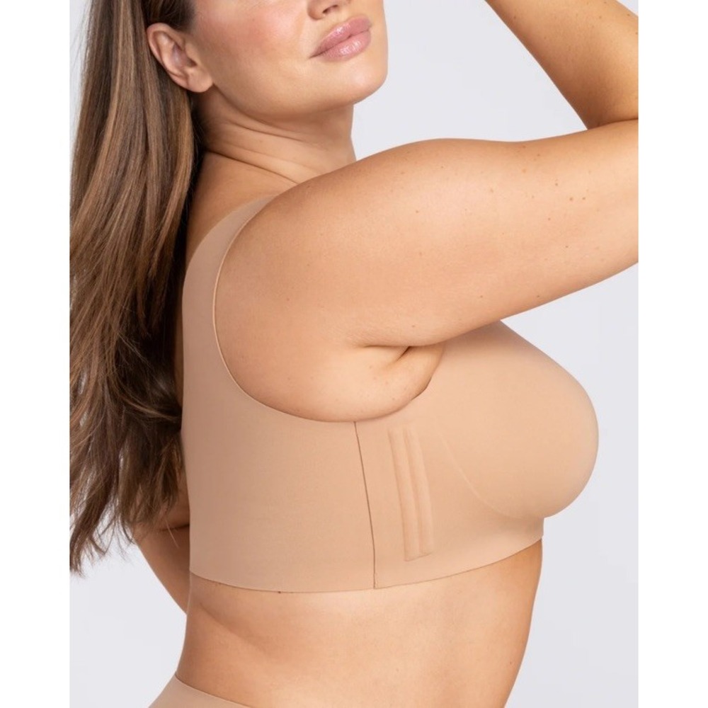 Honeylove Seamless V Neck Wireless Bra Beige 3X Wide Strap Comfort Support